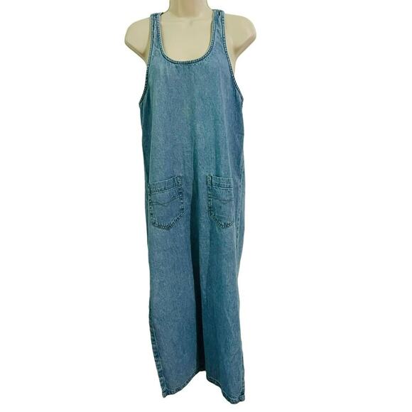 Vintage NY Style Denim Sleeveless Dress Jean Womens Small - Picture 1 of 9